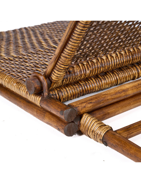 Chaise longue de sol en rotin noyer foncé 110 x 49 x 16 cm The Rattan