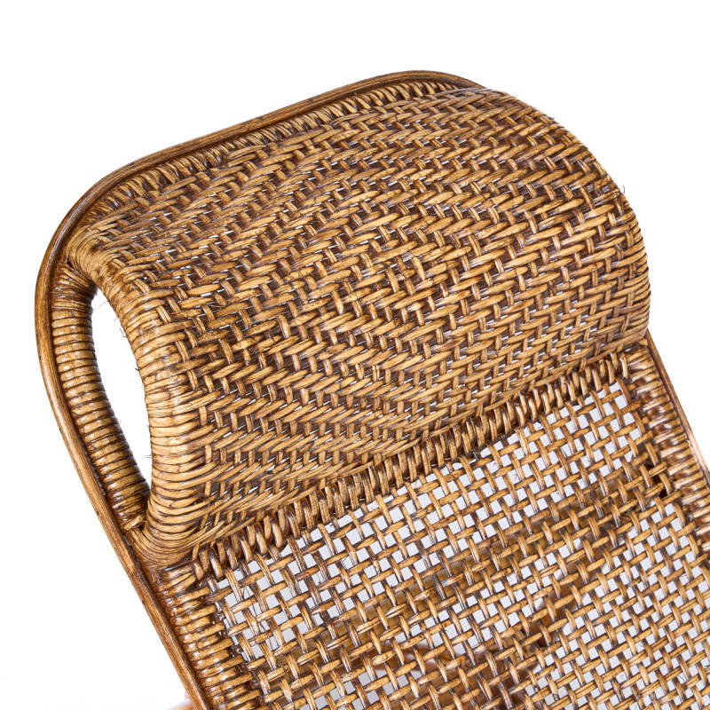 Chaise longue de sol en rotin noyer...