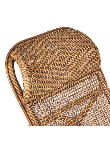 Chaise longue de sol en rotin noyer foncé 110 x 49 x 16 cm The Rattan