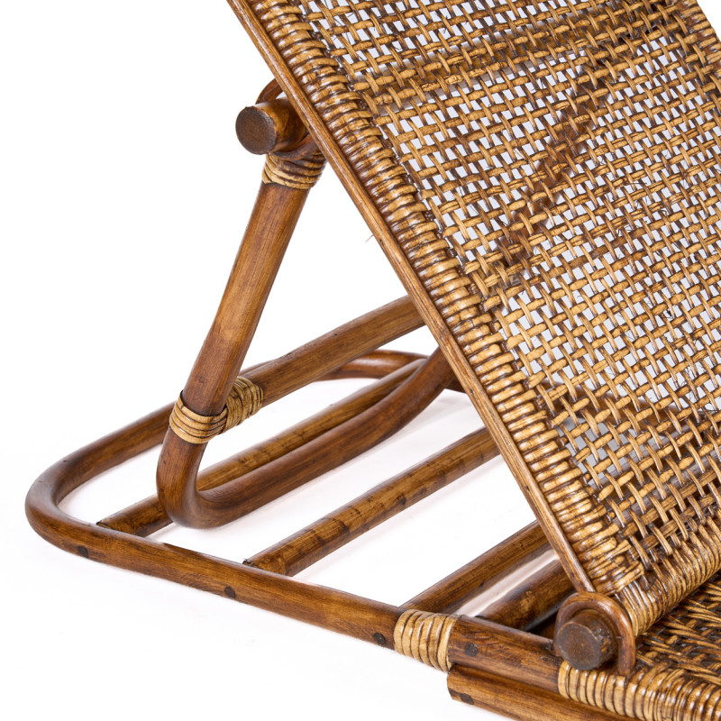 Chaise longue de sol en rotin noyer...