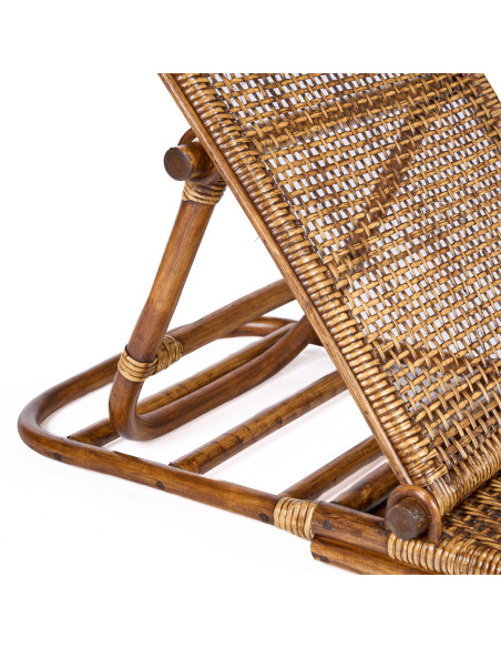 Chaise longue de sol en rotin noyer foncé 110 x 49 x 16 cm The Rattan