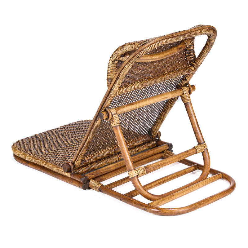 Chaise longue de sol en rotin noyer...