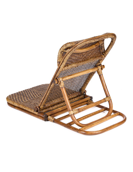 Chaise longue de sol en rotin noyer foncé 110 x 49 x 16 cm The Rattan
