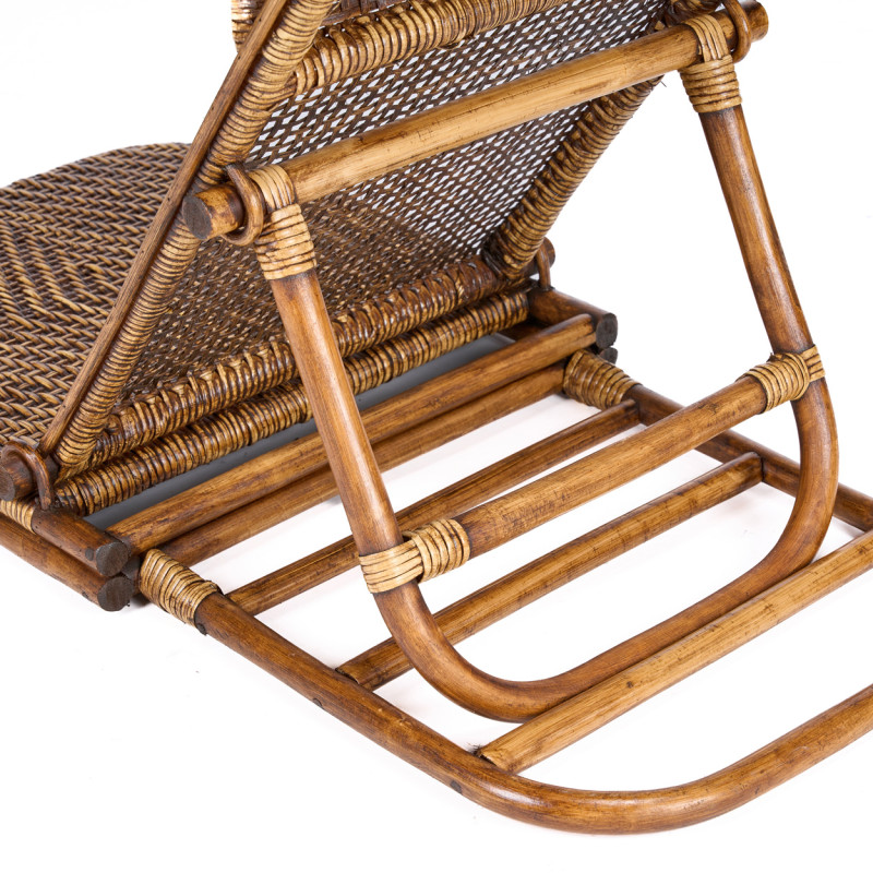 Chaise longue de sol en rotin noyer...
