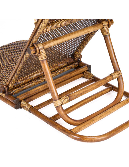 Chaise longue de sol en rotin noyer foncé 110 x 49 x 16 cm The Rattan