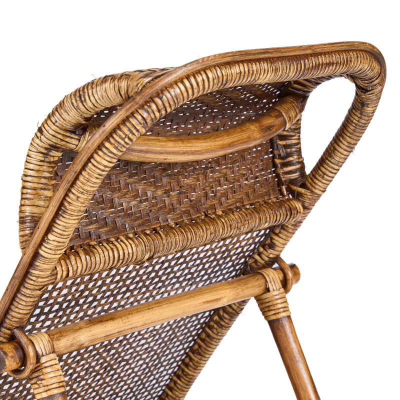 Chaise longue de sol en rotin noyer...