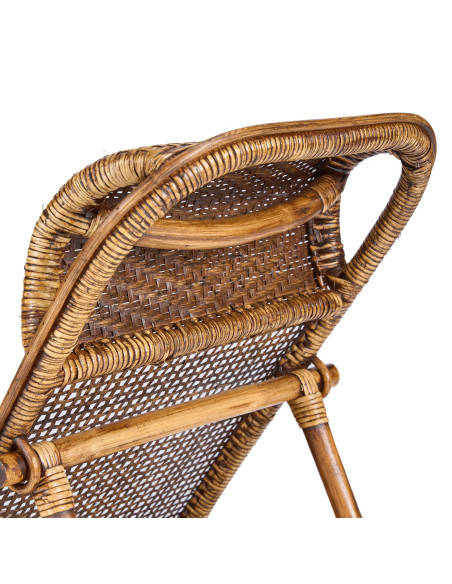 Chaise longue de sol en rotin noyer foncé 110 x 49 x 16 cm The Rattan
