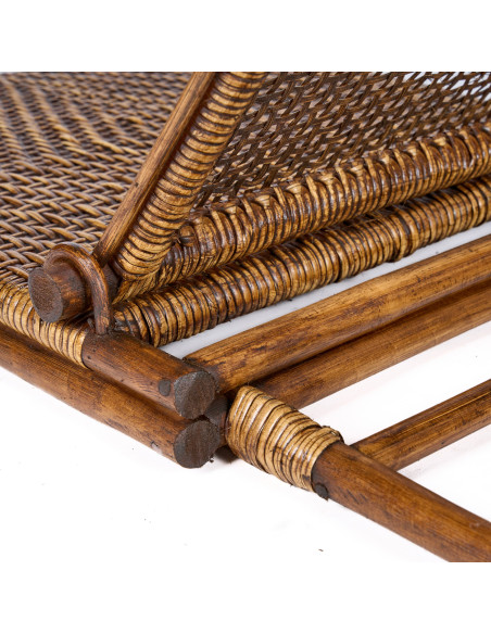 Chaise longue de sol en rotin noyer foncé 110 x 49 x 16 cm The Rattan