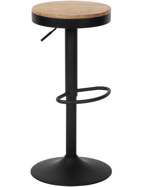 Tabouret de bar réglable bois d’orme naturel et métal...