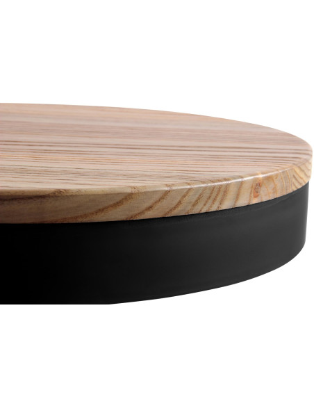 Tabouret de bar réglable bois d’orme naturel et métal noir 38,5 x 38,5 x 58 à 79 cm Arel
