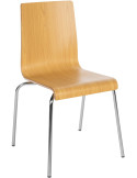 Chaise empilable naturelle en bois et métal chromé 49 x 49 x 85 cm Aelia
