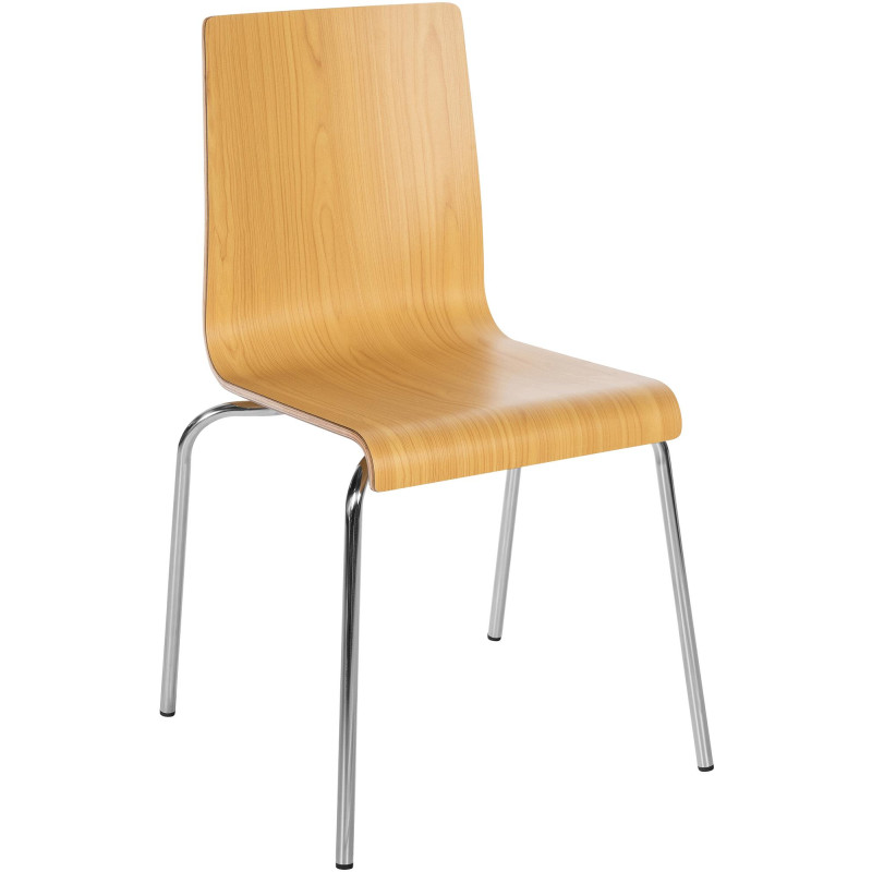 Chaise empilable naturelle en bois et...