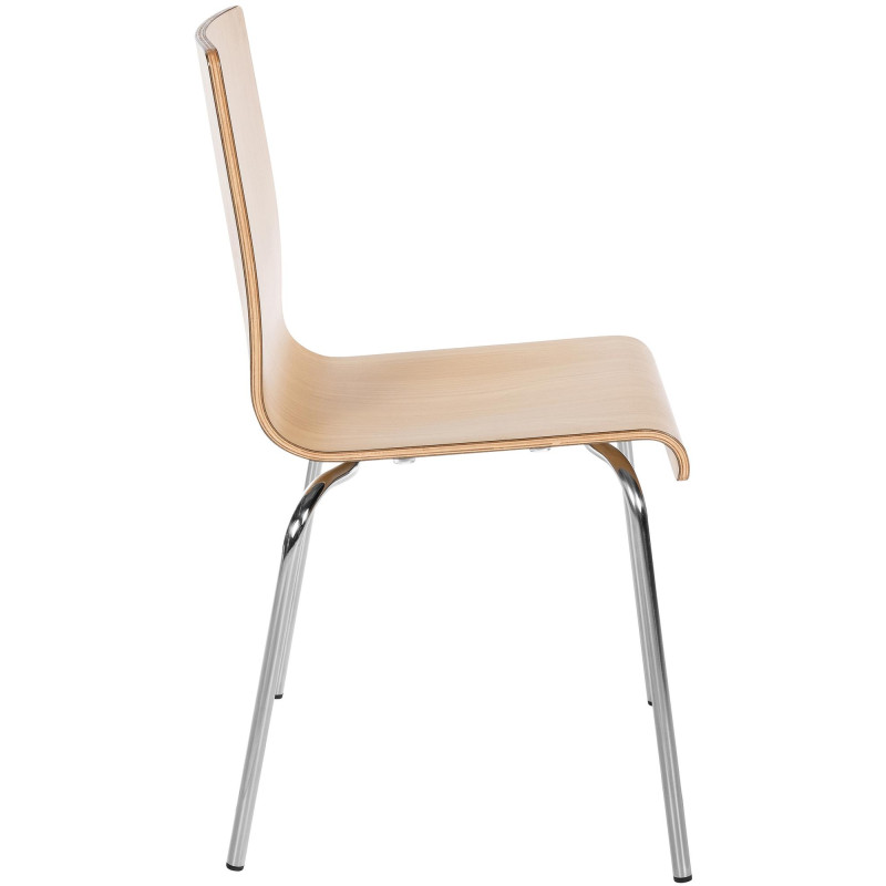 Chaise empilable naturelle en bois et...