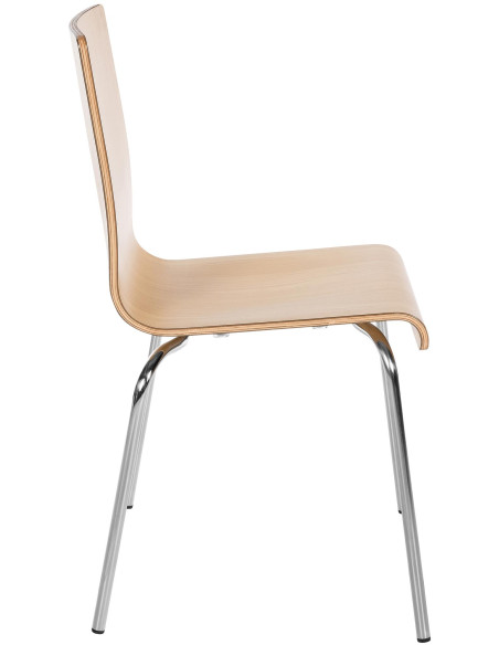 Chaise empilable naturelle en bois et métal chromé 49 x 49 x 85 cm Aelia