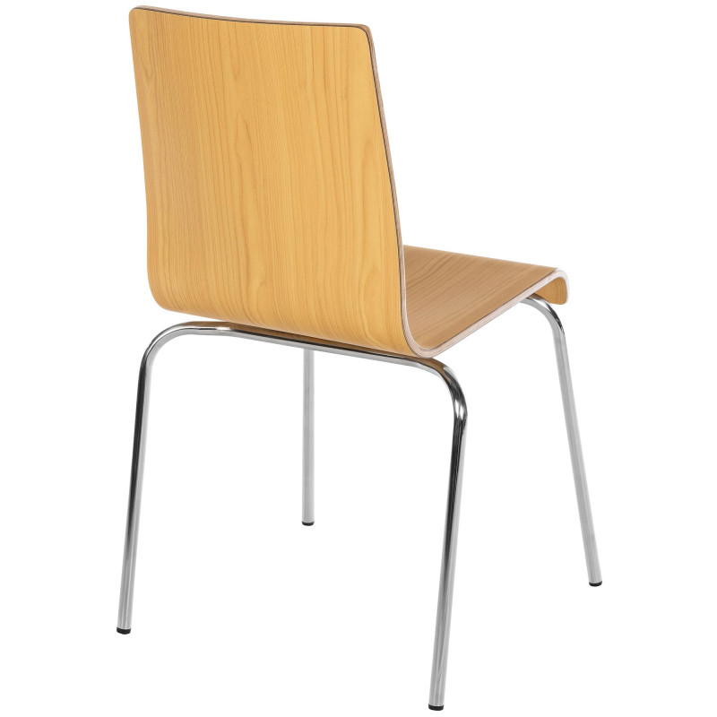Chaise empilable naturelle en bois et...