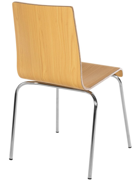 Chaise empilable naturelle en bois et métal chromé 49 x 49 x 85 cm Aelia