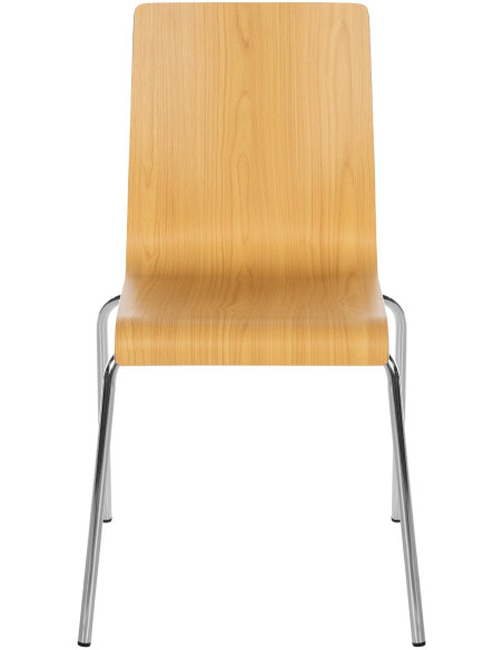 Chaise empilable naturelle en bois et métal chromé 49 x 49 x 85 cm Aelia