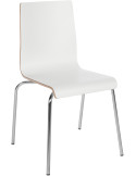 Chaise empilable blanche en bois et métal chromé 49 x 49 x 85 cm Aelia