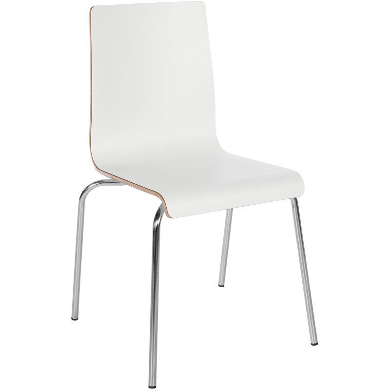 Chaise empilable blanche en bois et...