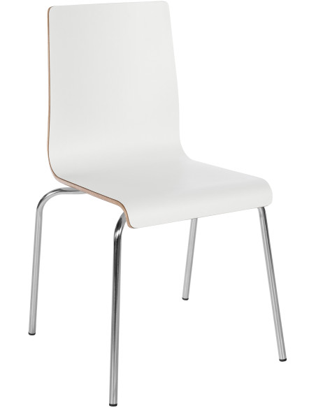 Chaise empilable blanche en bois et métal chromé 49 x 49 x 85 cm Aelia