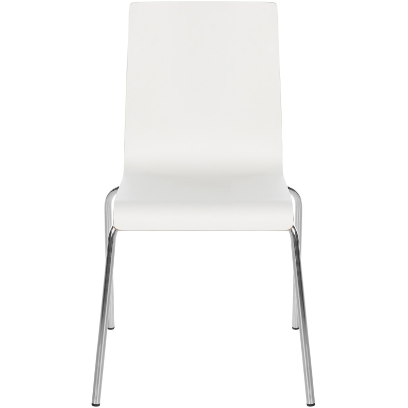 Chaise empilable blanche en bois et...