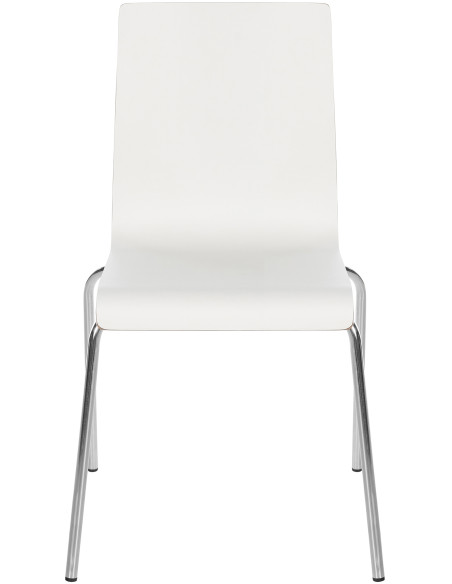 Chaise empilable blanche en bois et métal chromé 49 x 49 x 85 cm Aelia