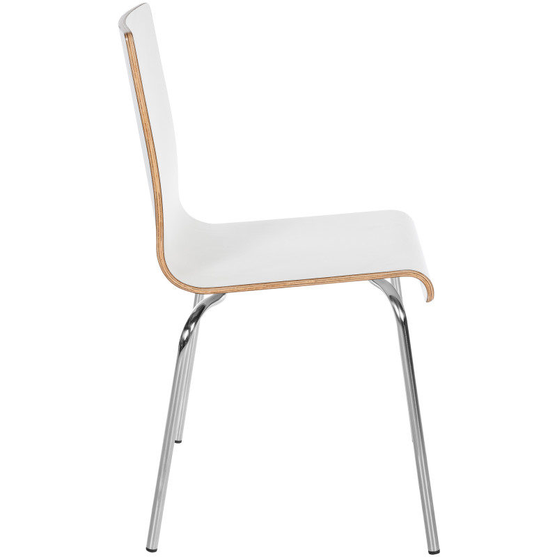 Chaise empilable blanche en bois et...