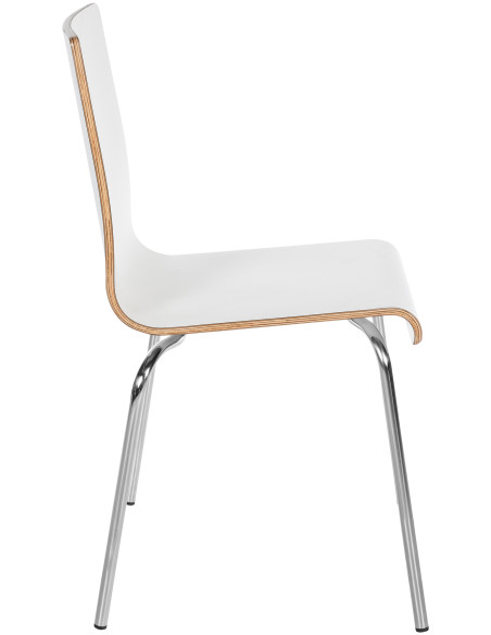 Chaise empilable blanche en bois et métal chromé 49 x 49 x 85 cm Aelia