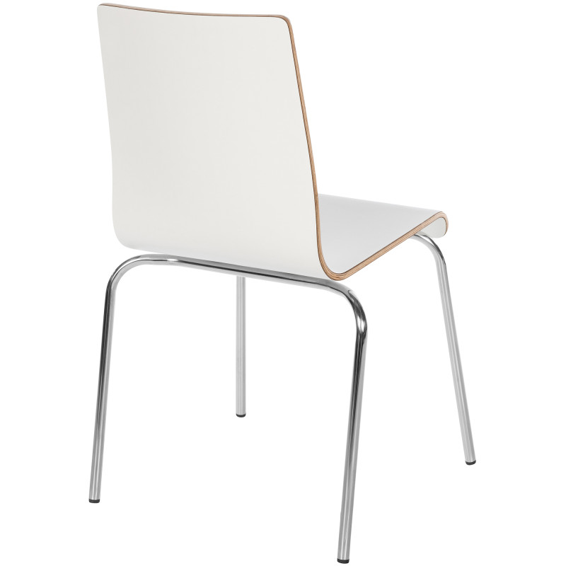 Chaise empilable blanche en bois et...