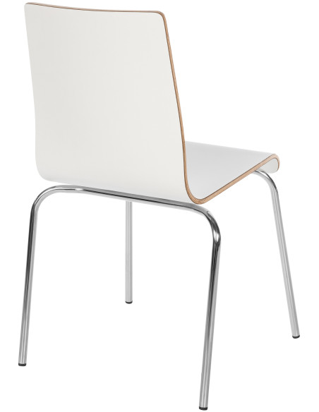 Chaise empilable blanche en bois et métal chromé 49 x 49 x 85 cm Aelia