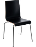 Chaise empilable noire en bois et métal chromé 49 x 49 x 85 cm Aelia