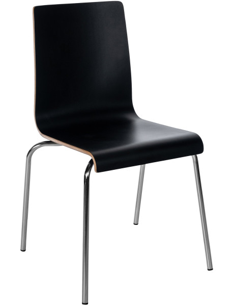 Chaise empilable noire en bois et métal chromé 49 x 49 x...