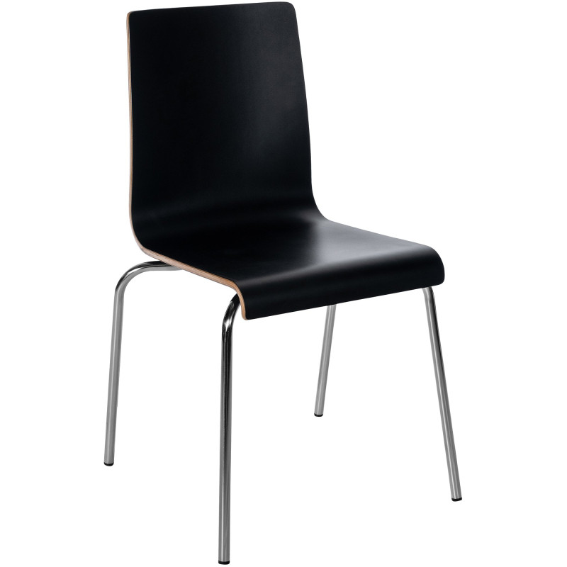 Chaise empilable noire en bois et...