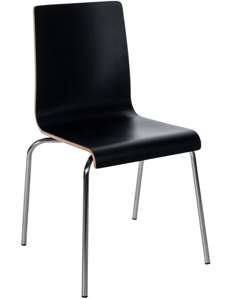 Chaise empilable noire en bois et métal chromé 49 x 49 x 85 cm Aelia