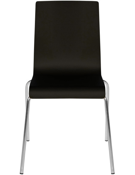 Chaise empilable noire en bois et métal chromé 49 x 49 x 85 cm Aelia