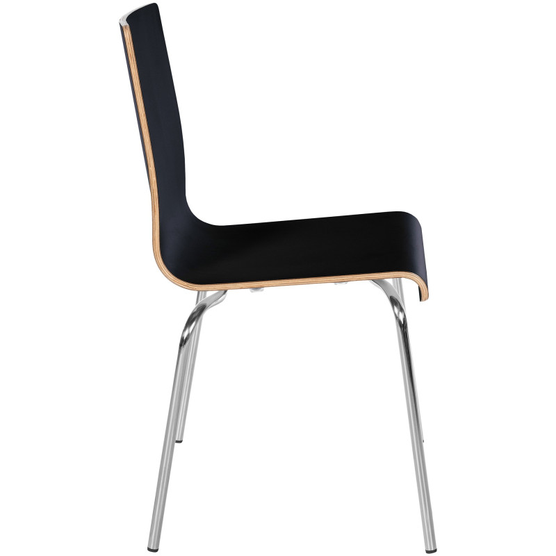 Chaise empilable noire en bois et...