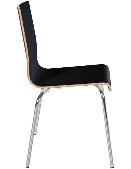 Chaise empilable noire en bois et métal chromé 49 x 49 x 85 cm Aelia