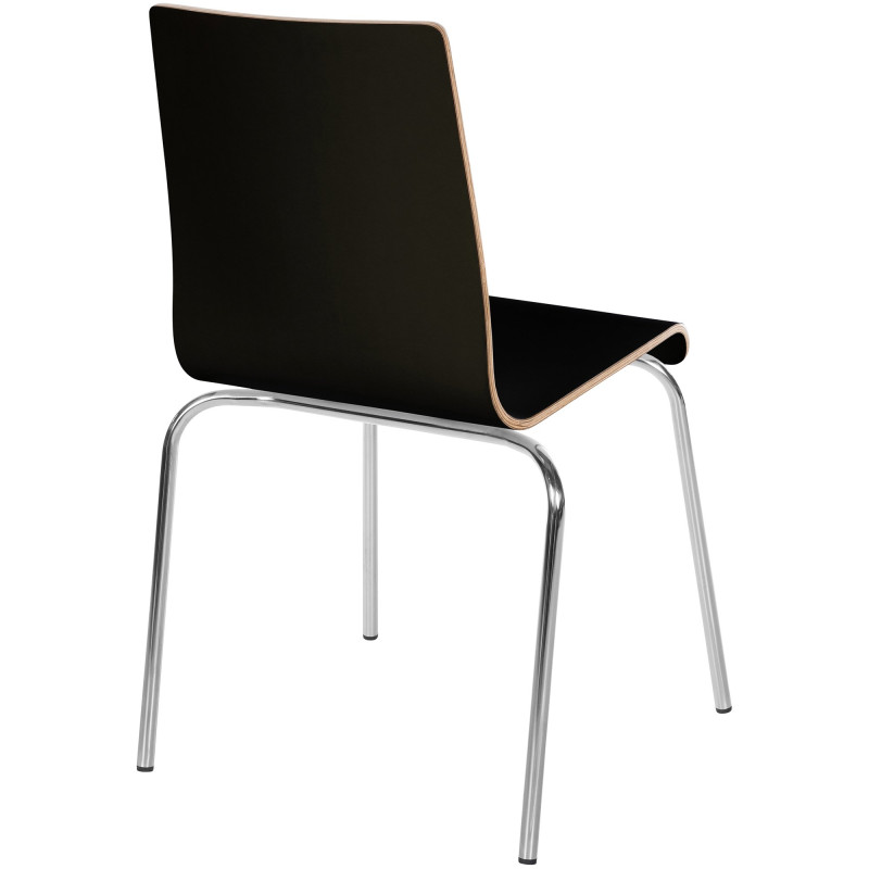 Chaise empilable noire en bois et...