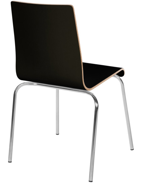 Chaise empilable noire en bois et métal chromé 49 x 49 x 85 cm Aelia