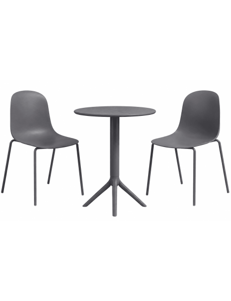 Salon de jardin 2 places gris foncé en plastique et métal 162 x 60 x 85 cm Hakan