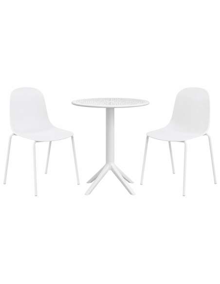 Salon de jardin 2 places blanc en plastique et métal 162 x 60 x 85 cm Hakan