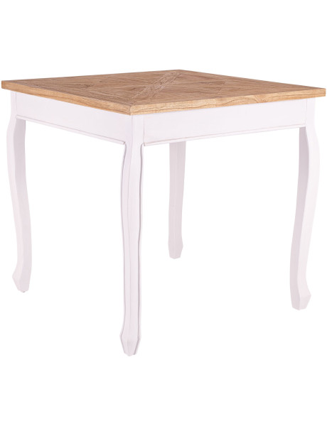 Table à manger carrée naturelle et blanche en bois 80 x...