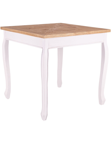 Table à manger carrée naturelle et blanche en bois 80 x 80 x 79 cm Xenia