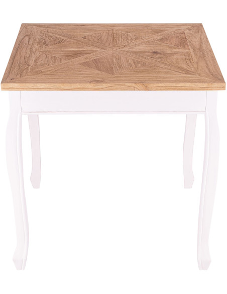 Table à manger carrée naturelle et blanche en bois 80 x 80 x 79 cm Xenia