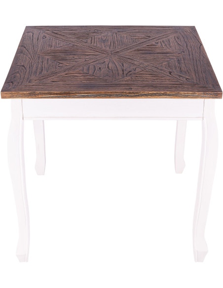 Table à manger carrée blanche et brun en bois 80 x 80 x 79 cm Xenia