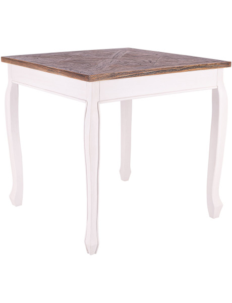 Table à manger carrée blanche et brun en bois 80 x 80 x...