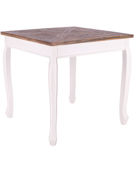 Table à manger carrée blanche et brun en bois 80 x 80 x 79 cm Xenia