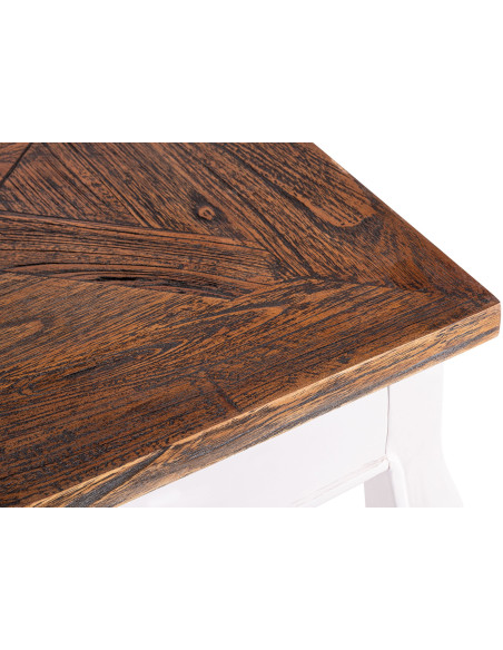 Table à manger carrée blanche et brun en bois 80 x 80 x 79 cm Xenia