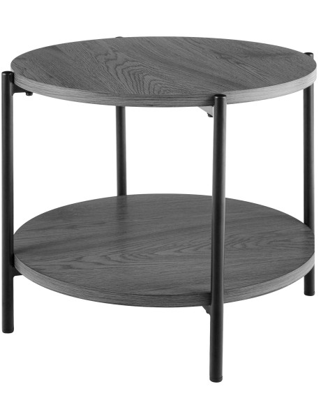 Table basse ronde grise à 2 plateaux en bois et métal...
