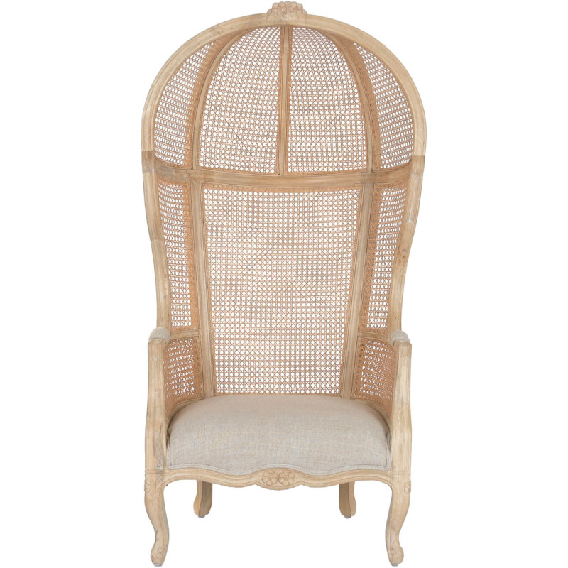 Fauteuil haut dossier naturel en bois...